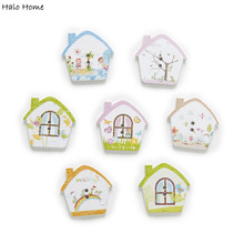 30pcs House Wood Buttons Sewing Scrapbooking Clothing Gift Home Handwork Decor Card Making DIY 26x25mm 2024 - buy cheap