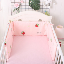 Amortecedor de berço grosso em forma de u, peça única 180*28cm para cama de bebê anti-colisão protetor de berço de bebê com morangos rosa 2024 - compre barato