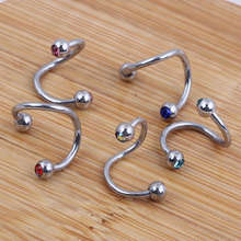 Twist Belly Ring 100pcs/lot Mix 7 Color Body Piercing Jewelry Stainless Steel Eyebrow Ring Spiral Nose Piercing Tragus Ear 2024 - buy cheap