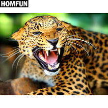 HOMFUN-pintura de diamante 5D DIY "leopardo Angry", cuadrados o redondos de imitación bordado de diamantes, estilo punto de cruz 5D, decoración del hogar, regalo 2024 - compra barato