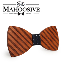 Mahoosive Gravata Plaid Wood Bow Tie For Man Wedding Butterfly Design Necktie Cheery Wooden Bow Ties 2024 - buy cheap