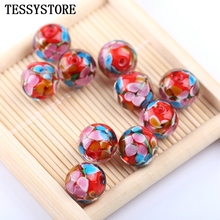 5pcs Transparent Flowers Round Lampwork Beads Plum Pattern Inside Glass Beads For Jewelry Making Necklace Accessories 2024 - buy cheap
