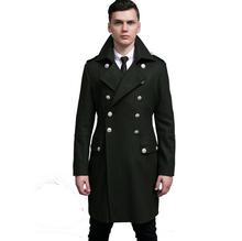 Длинное дизайнерское шерстяное пальто, мужская верхняя одежда, осень-зима 2020, женское винтажное двубортное шерстяное пальто, Мужское пальт... 2024 - купить недорого