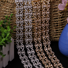 1 yard 2.5 cm Crystal Rhinestone Chain Trims for Dress DIY Necklace Neckline of Dress Swimwear Shirt Costume Belt Silver Gold 2024 - buy cheap