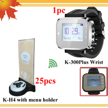 Customer paging system ; 1 wrist watch pager and 25 waiter call buttons and 25 K-SP black waiter holder free shipping 2024 - buy cheap