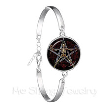 Classic Satanic Baphomet Pentagram Bracelet Gothic Silver Plated Satanism Evil Occult Pentacle Chain Bangle Jewelry Pagan Gift 2024 - buy cheap
