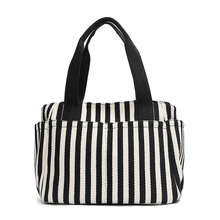 Women Bag Casual Totes Striped Panelled Shoulder Bag Fresh Summer Fashion Beach Handbag Large Capacity Canvas Shopping Bag 2024 - buy cheap