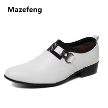 Mazefeng-zapatos de vestir resistentes al desgaste para hombre, calzado de cuero de estilo británico, zapatos de negocios masculinos, Punta puntiaguda sin cordones, novedad de verano de 2018 2024 - compra barato