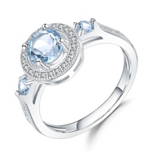 Женское кольцо GEM'S BALLET, кольцо из 100% стерлингового серебра 925 пробы с натуральным топазом небесно-синего цвета, карат 2023 - купить недорого