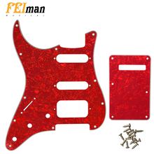 Pleroo Guitar parts Pickguards with back Plate and 17 Screws for left handed Fender Stratocaster Standard ST HSS Guitar 2024 - buy cheap