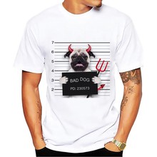 Mal, mal perro arrestado camiseta divertida hombres 2018 novedad de verano casual blanco genial y creativo homme t shirt de alta definición dibujo sin pegamento 2024 - compra barato