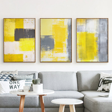 Pintura abstracta de estilo moderno, lienzo impreso en amarillo, gris y blanco, póster, imagen, decoración del dormitorio del hogar, arte de la pared 2024 - compra barato