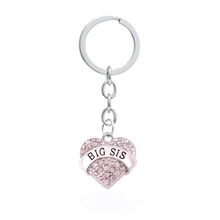 Family Jewelry Blue Crystal Big Middle Little Baby Sis Love Heart Key Chain Women Girl Gift 2024 - buy cheap
