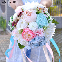 2020 Beautiful Colorful Bridal Bridesmaid Flower wedding bouquet artificial flower rose bridal bouquets 2024 - buy cheap