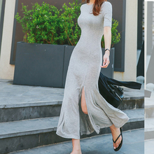 Free Shipping 2021 New Fashion Plus Size XS-10XL Long Maxi Dress Summer Spring Short Sleeve Modal Dress With Slit Customized 2024 - buy cheap
