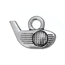 50pcs/lot Fashion jewelry sport series of zinc alloy tibetan silver plated golf club head and ball charms 2024 - buy cheap