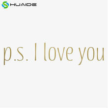«P.s. I love you "(" люблю тебя "золото настенные наклейки слова домашний декор двери декора детской День рождения украшения любителей Спальня наклейка A333 2024 - купить недорого