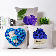 Blue Rose Lovers Printed Short Plush Sofa Cushion Cover Home Decor Houseware Throw Pillowcase Square Wholesale Cushion Cojines 2024 - buy cheap