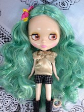 Бесплатная доставка телесный цвет куклы blyth, модный зеленый цвет куклы 2024 - купить недорого