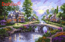 Purple pastoral scenery forest Needlework Art Crafts Embroidery for DIY Cross Stitch Kits 14CT Unprinted Home Decor Handmade 2024 - buy cheap
