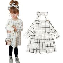 2018 Toddler Baby Girls Fashion Sweet Dress Long Sleeve Plaid Knee-Length A-Line Dress Outfit Spring Autumn Fit 1-6Y Girls 2024 - buy cheap