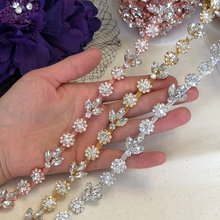 5Yards Sunflower Flower Rhinestones Trim Crystal Metal Chain Welding Webbing For Dress,Bag,Shoes Silver Gold Rose Gold 2024 - buy cheap
