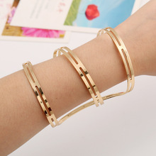 LZHLQ 2019 New Fashion Simple Geometric Bracelets Trendy Plated Charm Bangle Jewelry Women Punk Opened Hollow Alloy Cuff Bangle 2024 - buy cheap