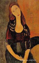 Retrato artístico de Jeanne Hebuterne3, pintura sobre lienzo de alta calidad pintada a mano, Amedeo Modigliani, regalo 2024 - compra barato