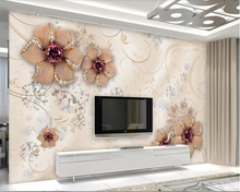 beibehang 3d mural wallpaper European court style jewelry flower pattern diamond TV background wall paper home decoration behang 2024 - buy cheap