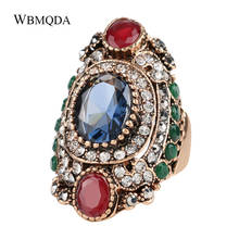 Luxury Big Crystal Ring Bohemian Wedding Rings  For Women Vintage Antique Gold Accessories Turkish Jewelry Free Shipping 2024 - buy cheap