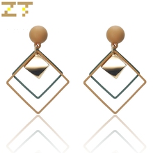 Hot Sale Fashion Round Hollow Square Candy Color Green Three Layers Dangle Drop Statement Earrings for Women Jewelry Brincos 2024 - buy cheap
