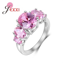 Anillo de boda para niña y mujer, sortija de boda de cinco colores, Circonia cúbica rosa brillante, 925 anillos de plata esterlina romántico a la moda 2024 - compra barato