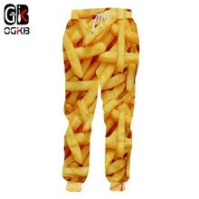 OGKB Jogger Pants Men Fashion Loose Food 3D Sweat Pants Print French Fries Chips Streetwear Plus Size 5XL Costume Man Sweatpants 2024 - buy cheap