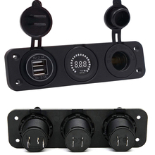 Panel de interruptor de coche y barco, Base de Panel de 3 orificios, doble USB, de 12V voltímetro, toma de encendedor de cigarrillos, Panel LED azul 2024 - compra barato