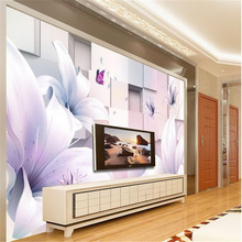 beibehang 3d stereoscopic dream lily murals Europe TV backdrop wallpaper living room bedroom murals papel de parede wall paper 2024 - buy cheap