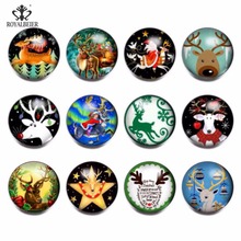 RoyalBeier 12pcs/lot Christmas Deer Multi Glass Charms 18mm Snap Button Jewelry For 20mm Snaps Bracelet Snap Jewelry KZ0790 2024 - buy cheap