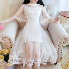 Summer Sweet Princess Princess Fairy Dress Hollow Out Lace Sweet Mesh Streetwear Dress Party Beach Dresses 2024 - buy cheap