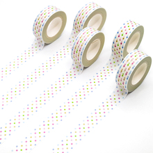 Cinta adhesiva Washi con patrón de puntos de colores, cinta adhesiva decorativa para álbum de recortes, para oficina, 15mm x 10m, 1 unidad 2024 - compra barato