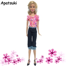 Kids Toy Fashion Colorful Flower Shirt & Pants For Barbie Doll Fashion 1/6 Doll Clothes For 1:6 BJD Doll Accessories 2024 - buy cheap