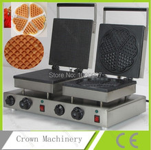 Frete grátis máquina de cone de sorvete de duas cabeças; máquina de waffle de coração 2024 - compre barato