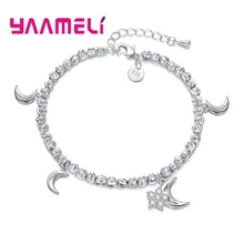 Prevailing Moon Shape Bracelets Pendant High Quality Real 925 Sterling Silver Crystal Jewelry For Women Female Gift 2024 - buy cheap