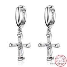 Pendientes colgantes de Cruz para Mujer, de Plata de Ley 925, joyería de Moda para Mujer, joyería para Mujer 2021 2024 - compra barato