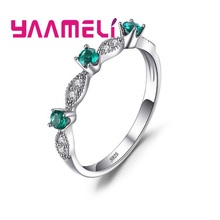 New Trendy Small Green Zircon Stone Ring 925 Sterling Silver Wedding/Engagement Rings For Women Fashion Jewelry 2024 - buy cheap