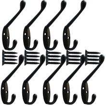 ABKM Hot 9 Pack heavy duty Coat Hooks Wall Mounted 20 Screws Black Color for Hat hardware Dual Prong Retro Coat Hanger 2024 - buy cheap