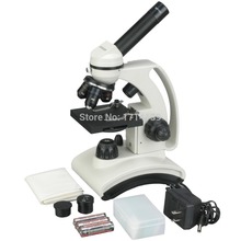 Microscópio amscópio com lentes de vidro 40x-800x, armação de metal para estudantes + kit de slides 2024 - compre barato
