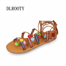 Woman Sandals Shoes Bohemia 2019 Summer Style Cross-tied Slides Lace Up Fashion Colorful Casual Comfortable Plus Size 35-43 2024 - buy cheap