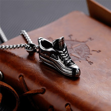 Personalized Casual Stainless Steel Retro steel Color CZ Male Shoe Shape Link Chain Pendant Necklace Men Fashion Jewelry Gift 2024 - buy cheap