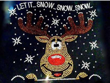 2 шт./лот Let it Snow Christmas Deer Стразы Transfer Iron On design stone hot fix designs hot fix Стразы, Переводные патчи 2024 - купить недорого