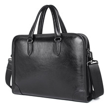 Nesitu-maletín para ordenador portátil de 14 "para hombre, Maletín de negocios de alta calidad, piel auténtica, color negro, M7402 2024 - compra barato