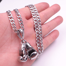 Hot Stainless Steel Biker Boxing gloves design Men's Pendant Necklace Smooth NK Curb Chain 5mm 24'' 2024 - buy cheap